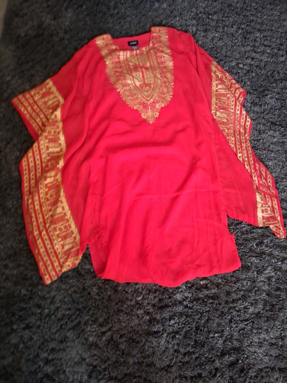Ashro Red Tunic with Gold Embroidered Yoke